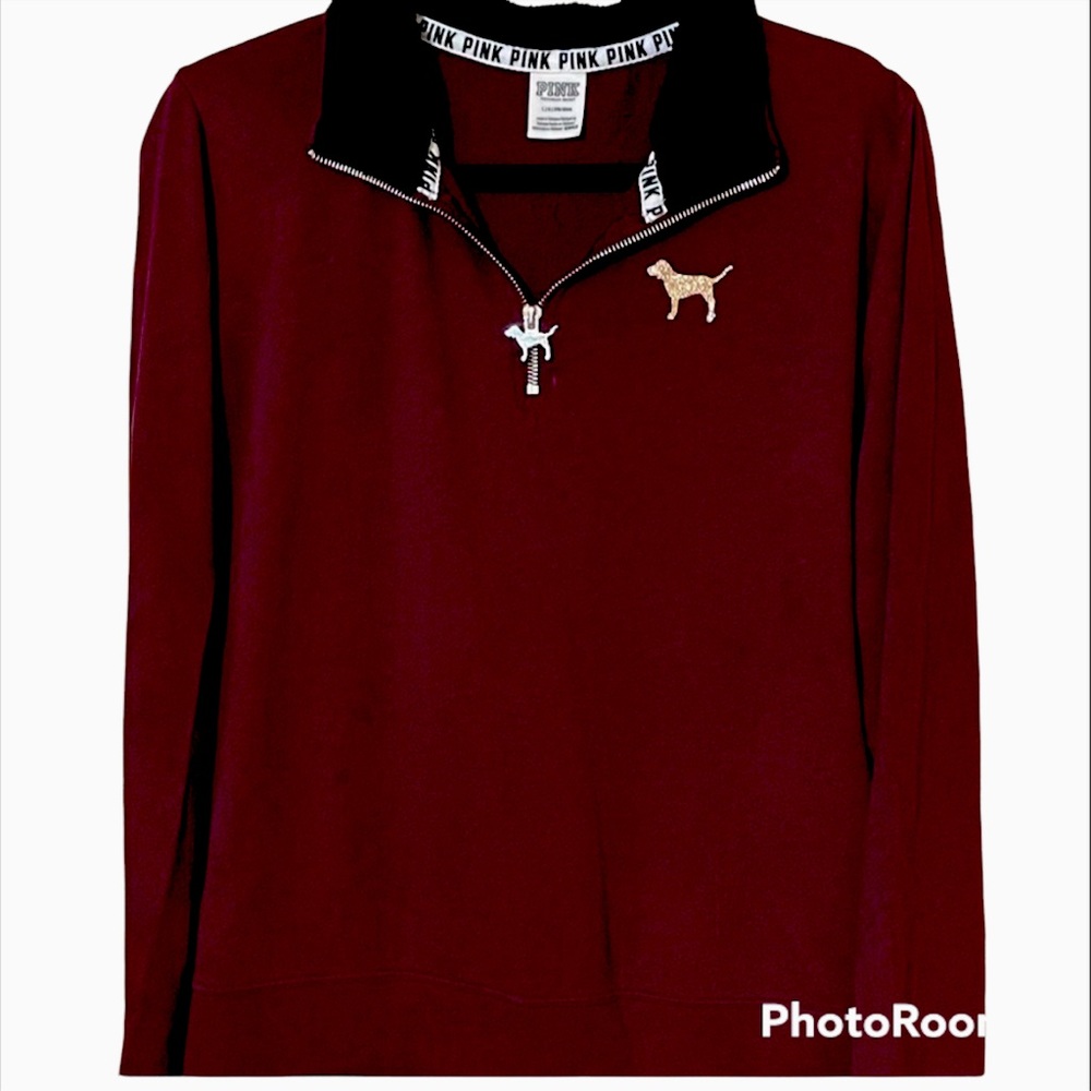 VS-PINK -3/4 zip maroon sweatshirt medium.